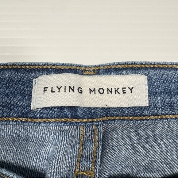 Flying Monkey Two-Tone Blue Flare Raw Hem Button Fly Jeans Sz25 - Picture 3 of 9